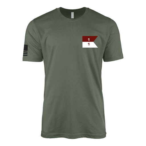 1-1 CAV "Blackhawks" Left Chest Guidon T-Shirt Tactically Acquired Military Green Small