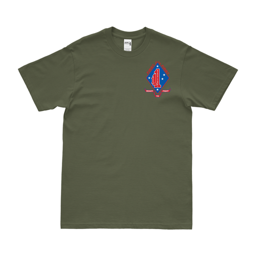 1st Battalion, 1st Marines (1/1 Marines) Left Chest Logo T-Shirt Tactically Acquired Small Military Green 