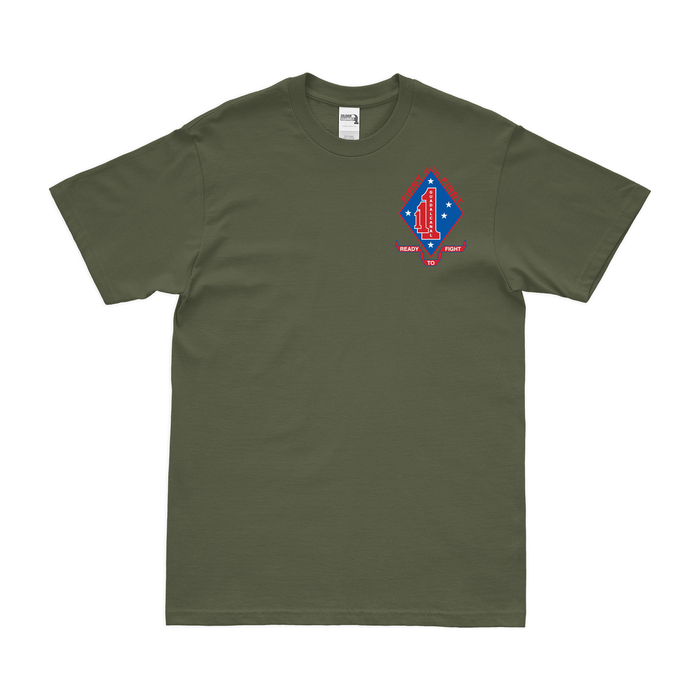 1st Battalion, 1st Marines (1/1 Marines) Left Chest Logo T-Shirt Tactically Acquired Small Military Green 