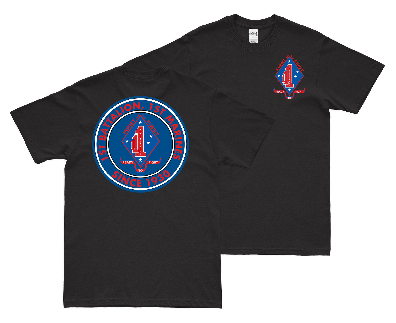 Double-Sided 1/1 Marines Since 1930 Emblem T-Shirt Tactically Acquired Small Black 