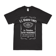 1st Battalion 12th Marines (1/12 Marines) Whiskey Label T-Shirt Tactically Acquired Small Black 