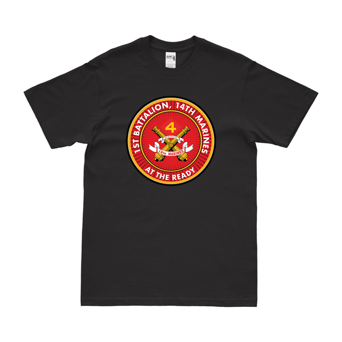 1st Bn 14th Marines (1/14 Marines) Motto T-Shirt Tactically Acquired Black Clean Small