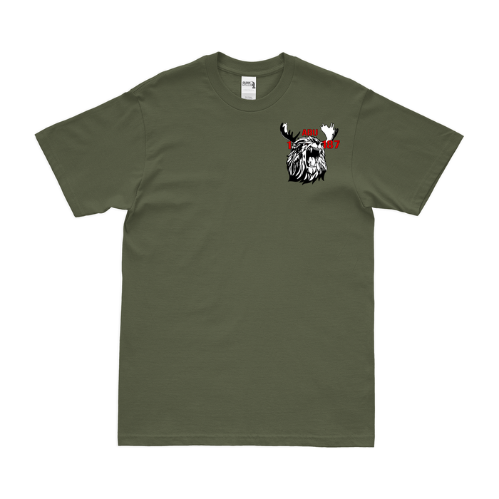 A Co 'Abu', 1-187 IN, 3BCT, 101 ABN Left Chest T-Shirt Tactically Acquired Military Green Small 