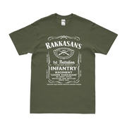 1st Battalion 187th Infantry (1-187) Whiskey Label T-Shirt Tactically Acquired Military Green Small 