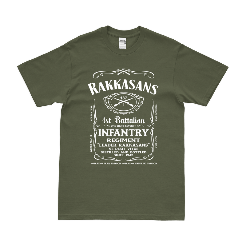 1st Battalion 187th Infantry (1-187) Whiskey Label T-Shirt