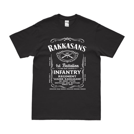 1st Battalion 187th Infantry (1-187) Whiskey Label T-Shirt Tactically Acquired Black Small 