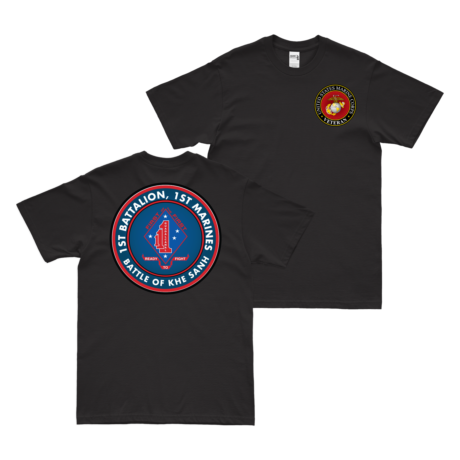 Double-Sided 1/1 Marines Battle of Khe Sanh T-Shirt Tactically Acquired Black Small 