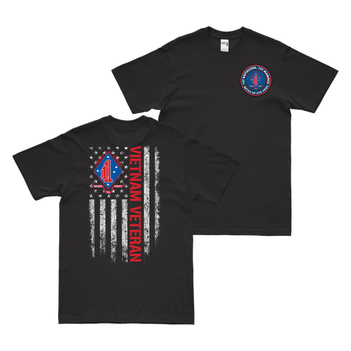 Double-Sided 1/1 Marines Khe Sanh American Flag T-Shirt Tactically Acquired Black Small 