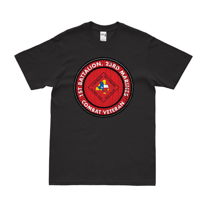 1st Bn 23rd Marines (1/23 Marines) Combat Veteran T-Shirt Tactically Acquired Small Distressed Black