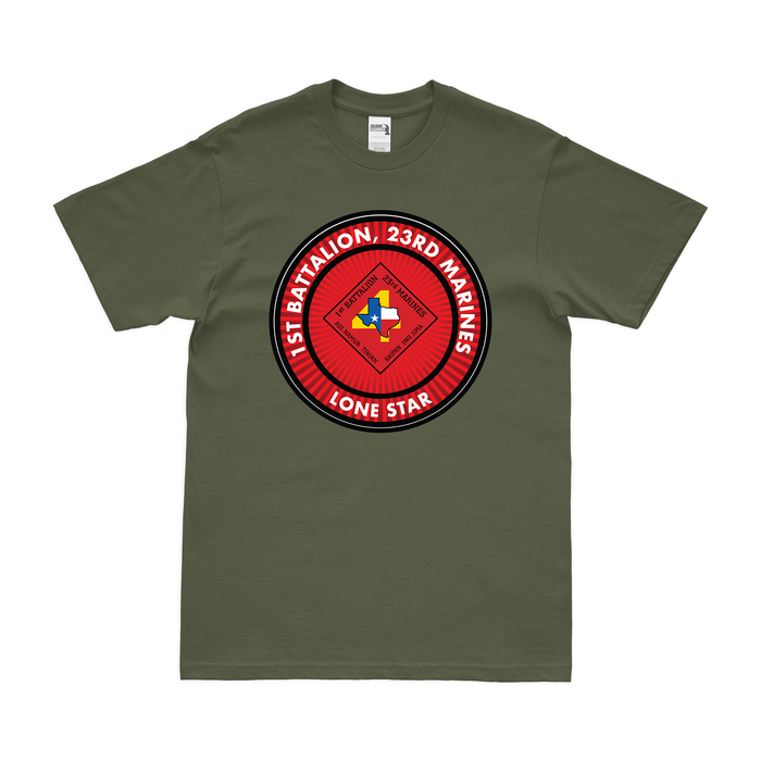 1st Bn 23rd Marines (1/23 Marines) Lone Star Motto T-Shirt Tactically Acquired Small Clean Military Green