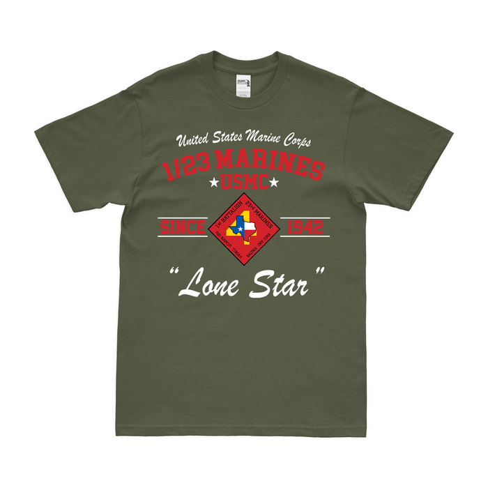 1st Battalion, 23rd Marines (1/23) Since 1942 Unit Legacy T-Shirt Tactically Acquired Small Clean Military Green