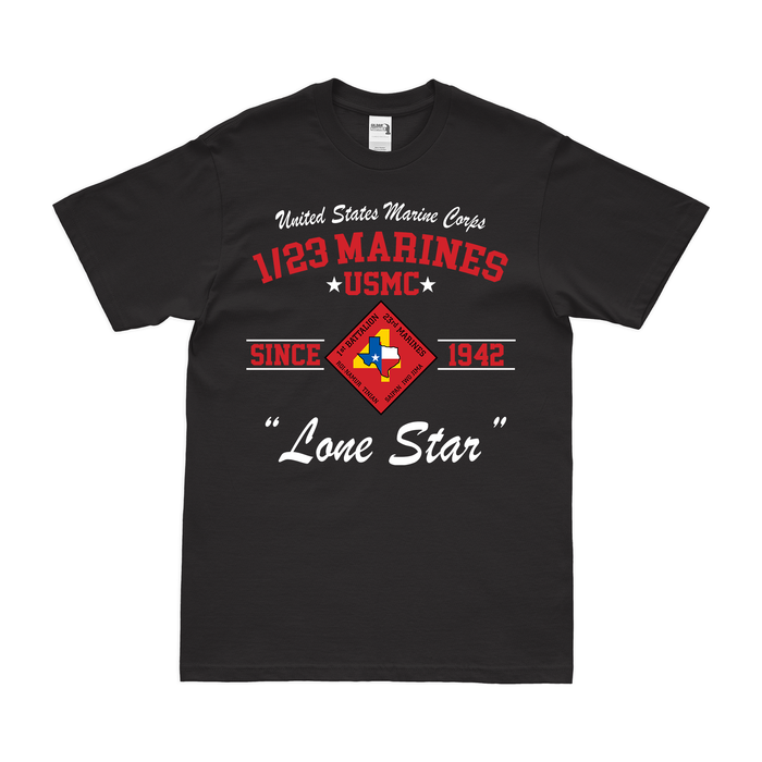 1st Battalion, 23rd Marines (1/23) Since 1942 Unit Legacy T-Shirt Tactically Acquired Small Clean Black