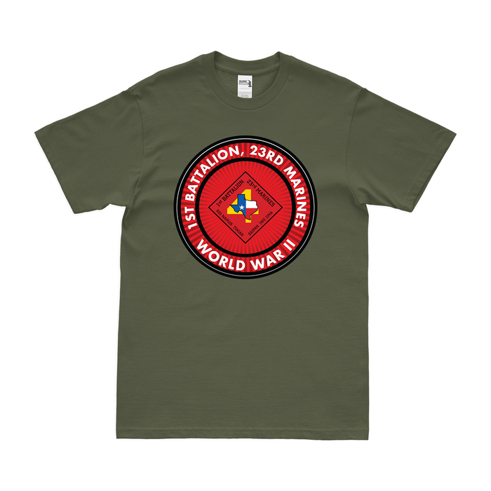 1st Bn 23rd Marines (1/23 Marines) WW2 T-Shirt Tactically Acquired Small Clean Military Green