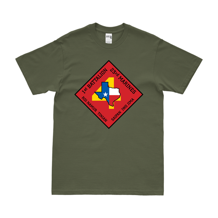 1st Battalion, 23rd Marines (1/23) Logo Emblem T-Shirt Tactically Acquired Small Military Green 