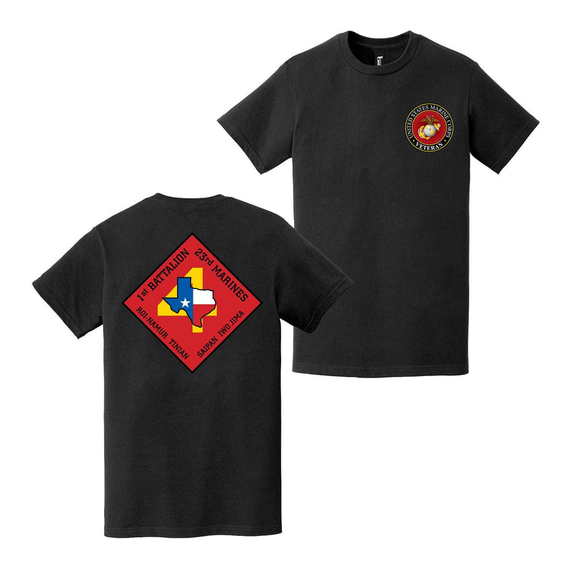 Double-Sided 1/23 Marines Logo USMC Veteran T-Shirt
