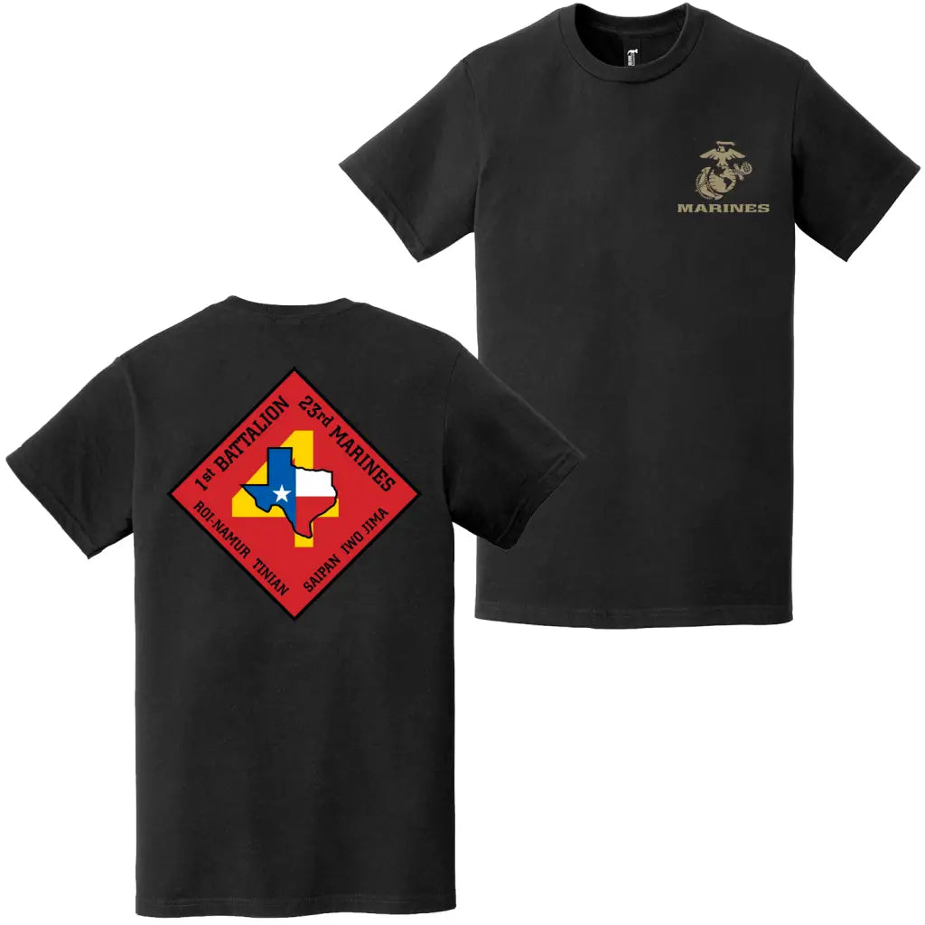 Double-Sided 1/23 Marines Unit Logo EGA T-Shirt Tactically Acquired   