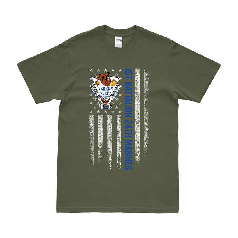 1/24 Marines American Flag USMC T-Shirt