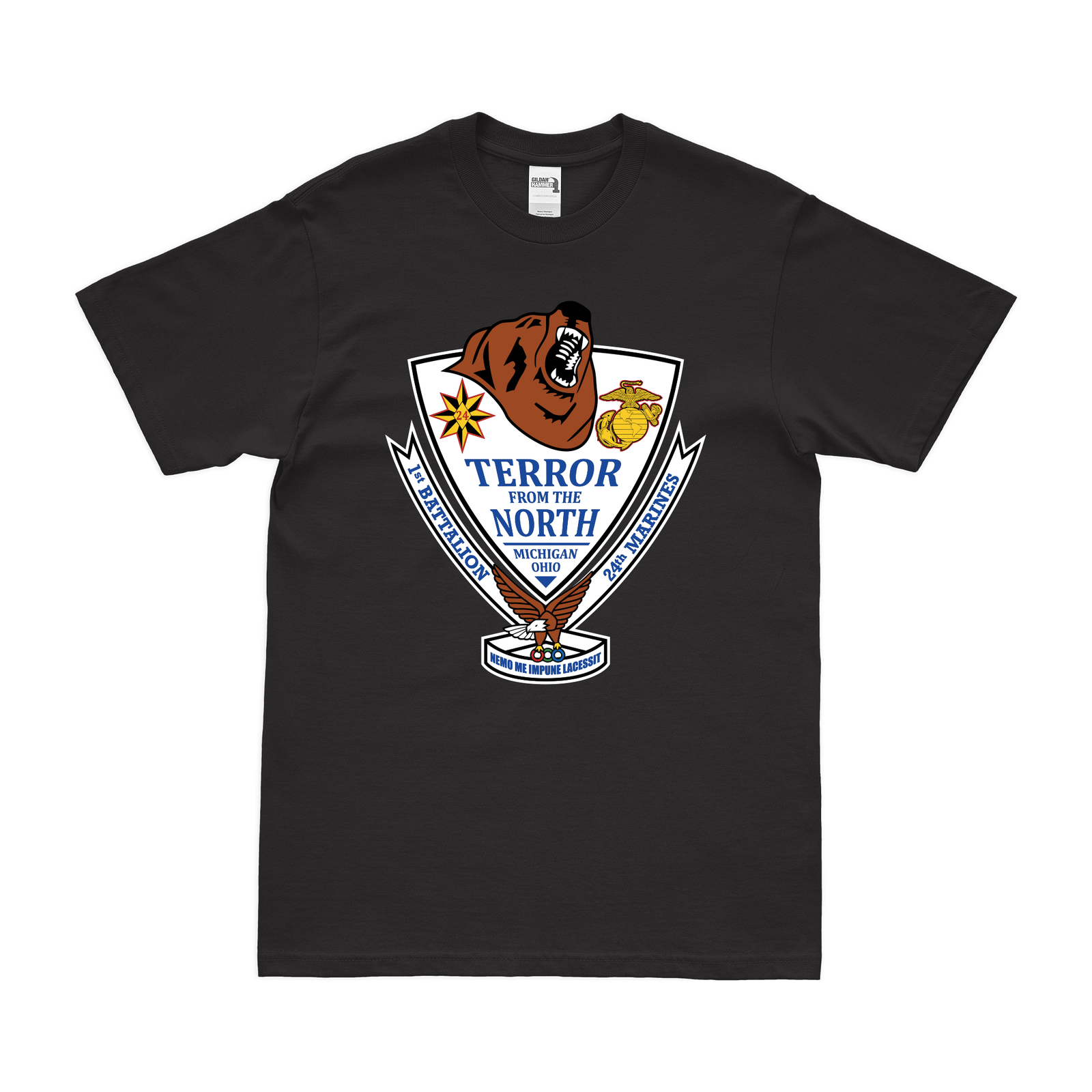 1st Battalion, 24th Marines (1/24) Unit Logo T-Shirt Tactically Acquired Small Black 