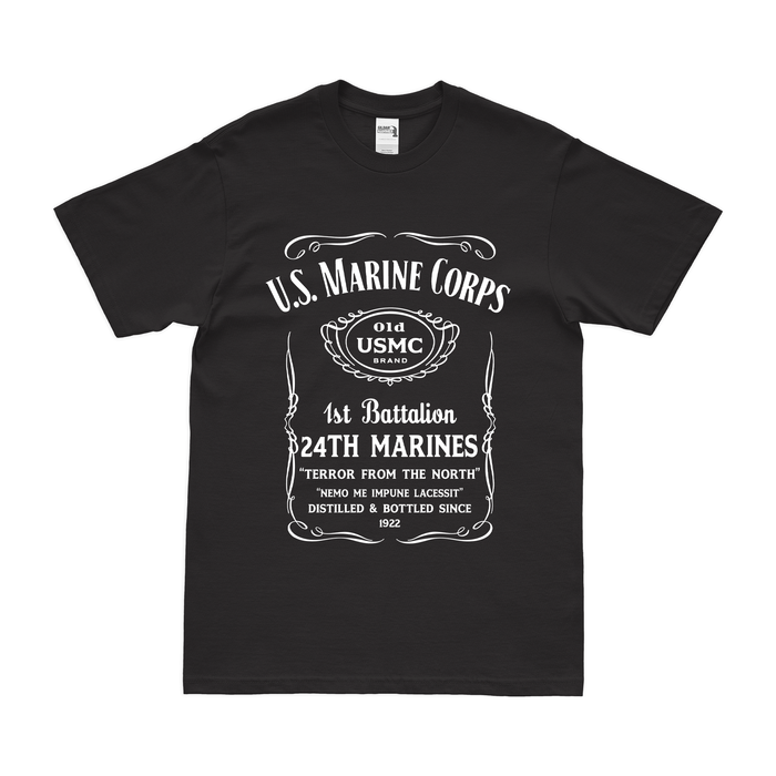 1st Battalion 24th Marines (1/24 Marines) Whiskey Label T-Shirt Tactically Acquired Small Black 