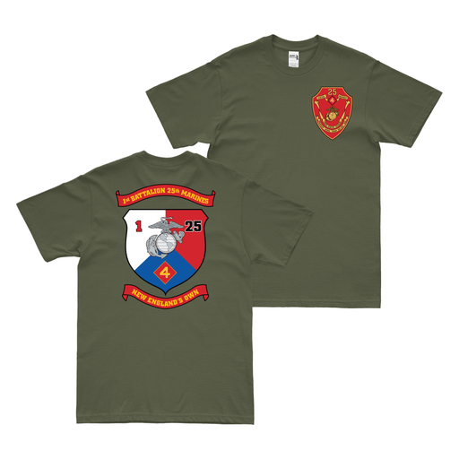 Double-Sided 1-25 Marines 25th Marine Regiment T-Shirt Tactically Acquired Military Green Small 