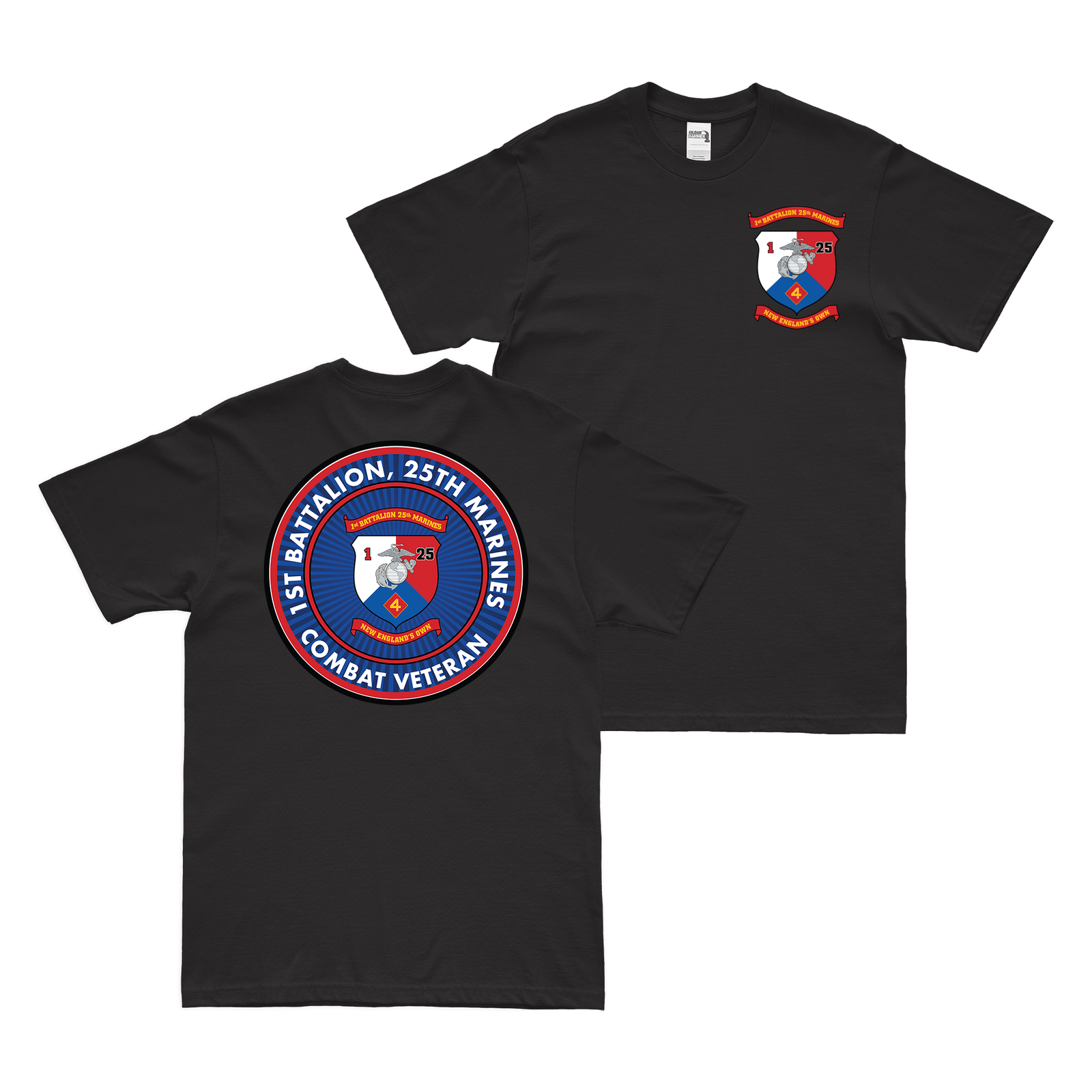 Double-Sided 1-25 Marines Combat Veteran T-Shirt Tactically Acquired Black Small 