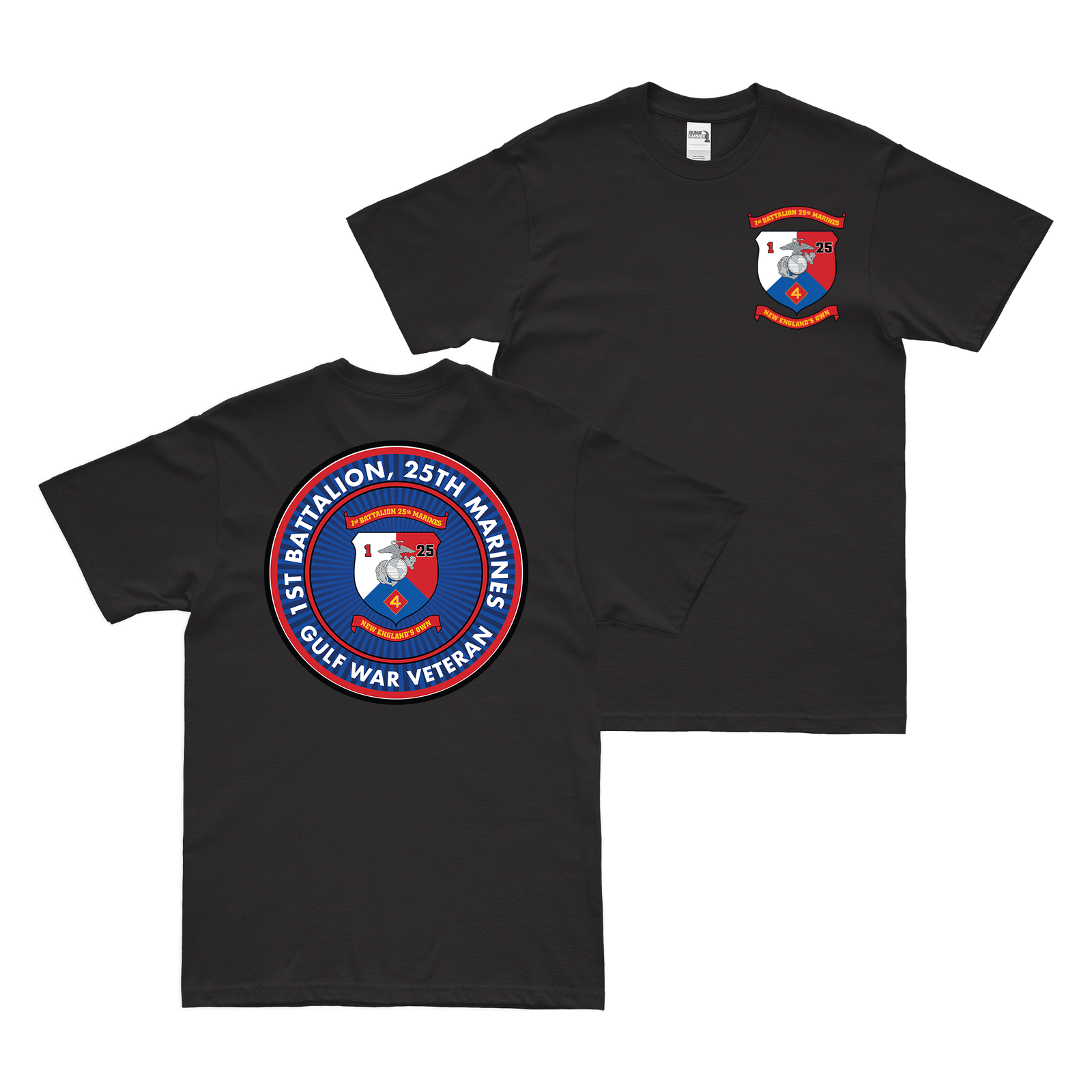 Double-Sided 1-25 Marines Gulf War Veteran T-Shirt Tactically Acquired Black Small 