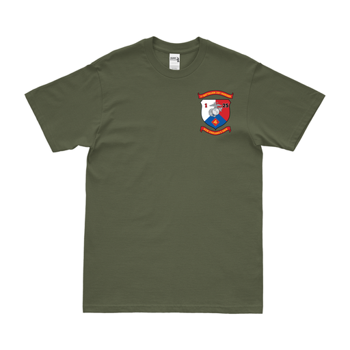 1-25 Marines Left Chest Emblem T-Shirt Tactically Acquired Military Green Small 