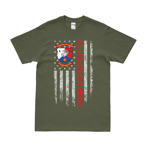 1st Bn 25th Marines (1/25 Marines) American Flag T-Shirt Tactically Acquired   