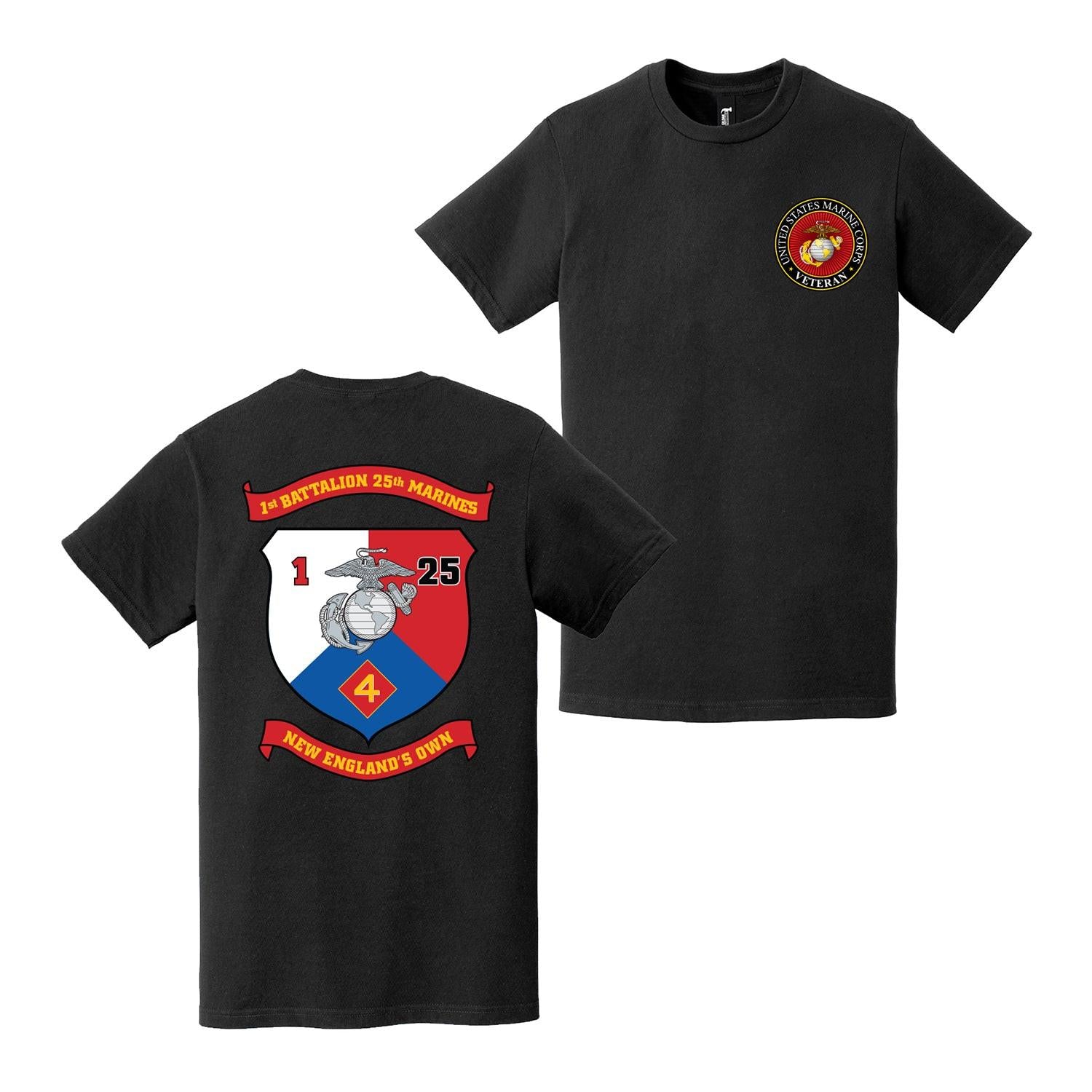 Double-Sided 1/25 Marines Logo USMC Veteran T-Shirt Tactically Acquired   