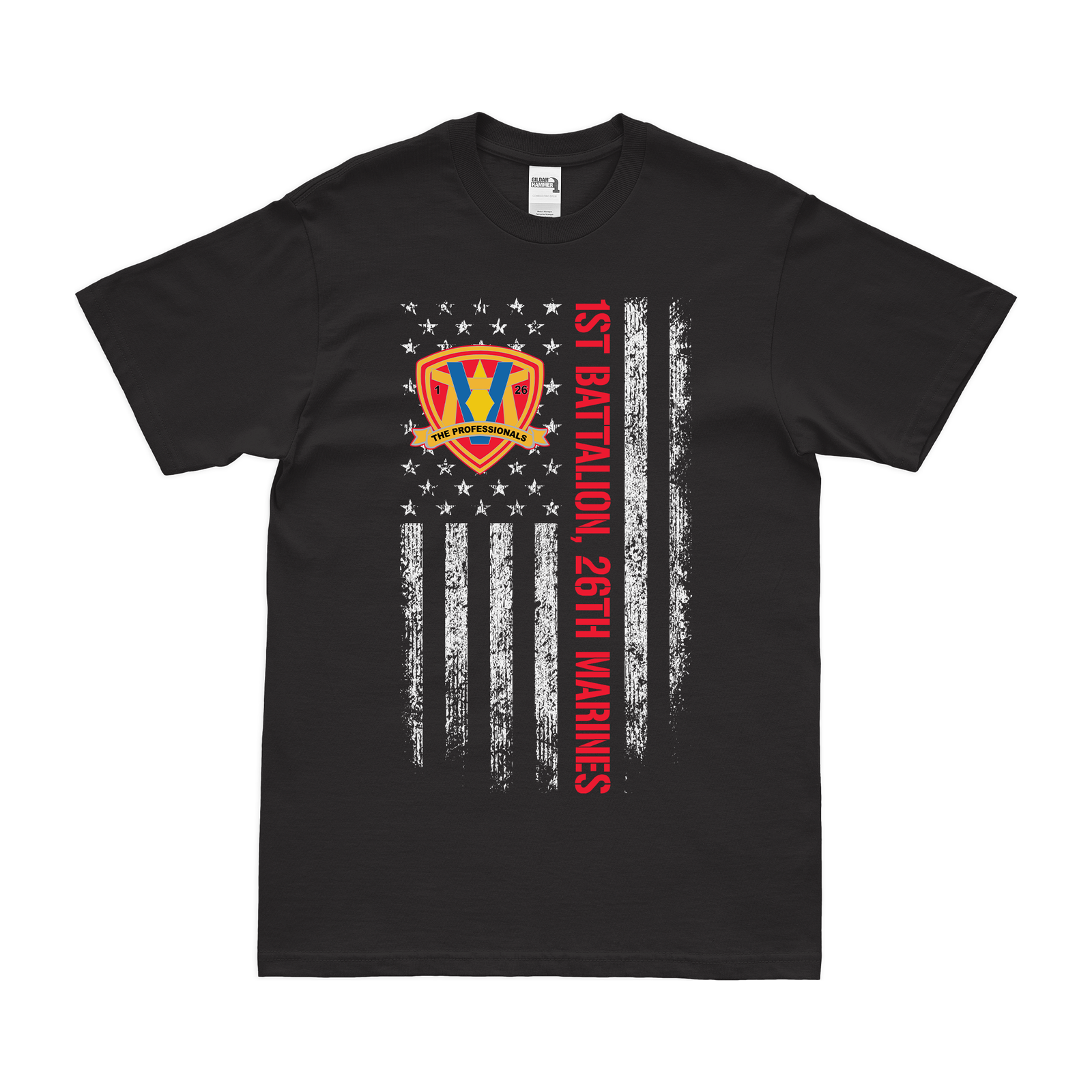 1st Bn 26th Marines (1/26 Marines) American Flag T-Shirt Tactically Acquired   