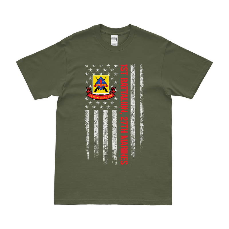 1st Bn 27th Marines (1/27 Marines) American Flag USMC T-Shirt