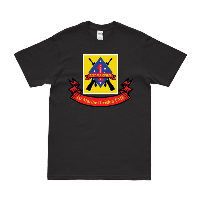1st Battalion, 27th Marines (1/27) FMF Logo T-Shirt Tactically Acquired Small Black 