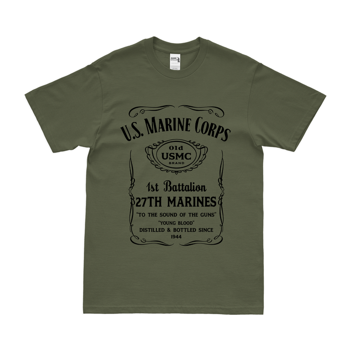 1st Battalion 27th Marines (1/27 Marines) Whiskey Label T-Shirt Tactically Acquired Small Military Green 