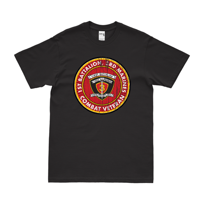 1st Bn 3rd Marines (1/3 Marines) Combat Veteran T-Shirt Tactically Acquired Small Distressed Black
