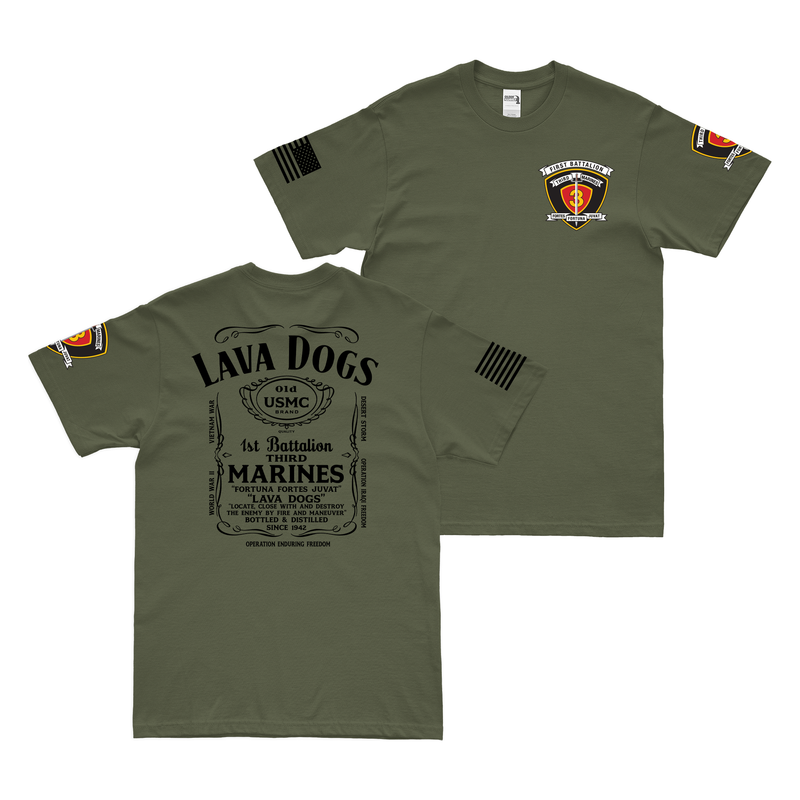 Double-Sided 1/3 Marines Whiskey Label T-Shirt