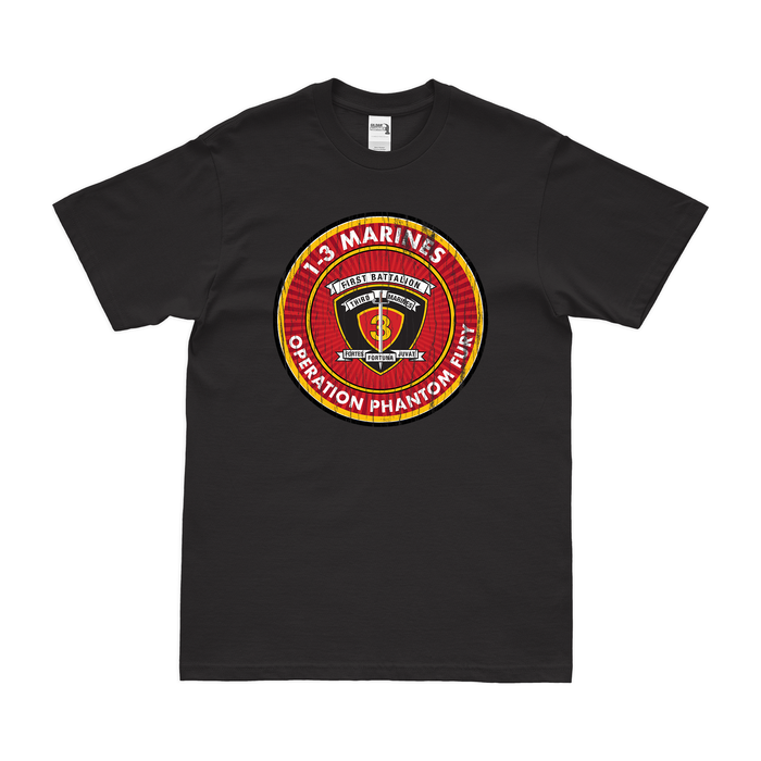 1/3 Marines Operation Phantom Fury OIF T-Shirt Tactically Acquired Black Distressed Small