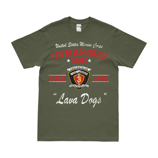 Distressed 1st Battalion, 3rd Marines (1/3 Marines) Since 1942 Legacy T-Shirt Tactically Acquired   