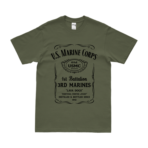 1st Battalion 3rd Marines (1/3 Marines) Whiskey Label T-Shirt Tactically Acquired Small Military Green 