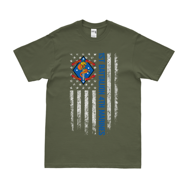 1st Battalion, 4th Marines (1/4 Marines) American Flag T-Shirt