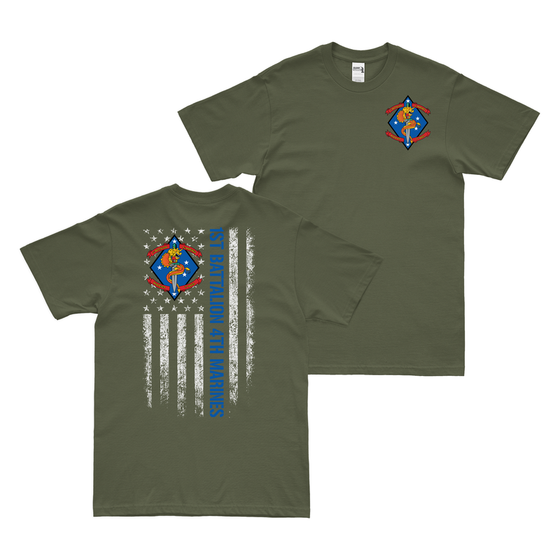 Double-Sided 1/4 Marines American Flag T-Shirt