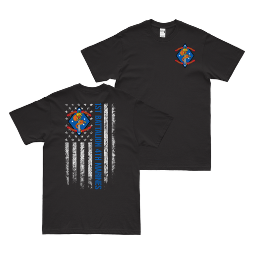 Double-Sided 1/4 Marines American Flag T-Shirt Tactically Acquired Small Black 