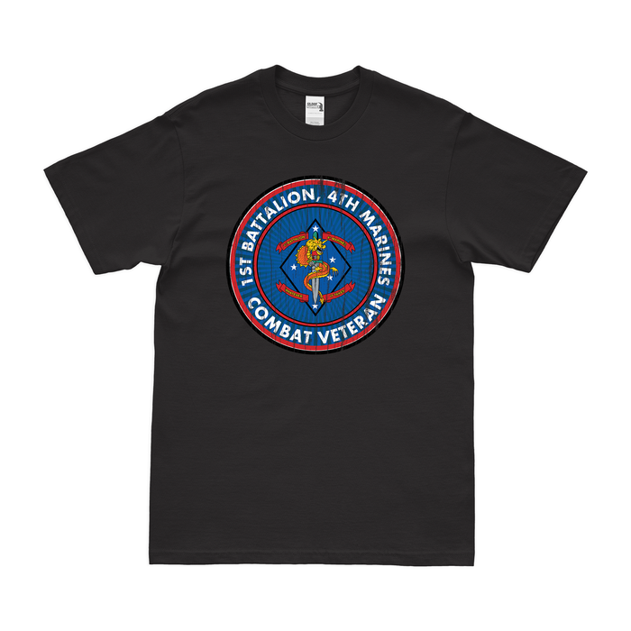 1st Bn 4th Marines (1/4 Marines) Combat Veteran T-Shirt Tactically Acquired Small Distressed Black