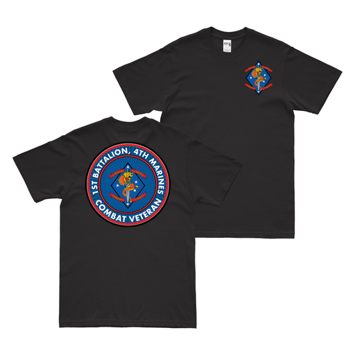 Double-Sided 1/4 Marines Combat Veteran T-Shirt Tactically Acquired Small Black 