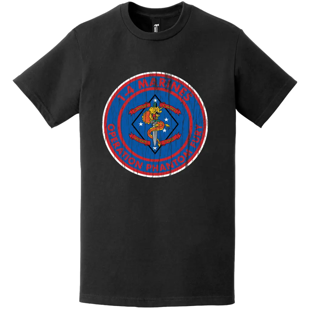 Distressed 1/4 Marines Operation Phantom Fury T-Shirt Tactically Acquired   