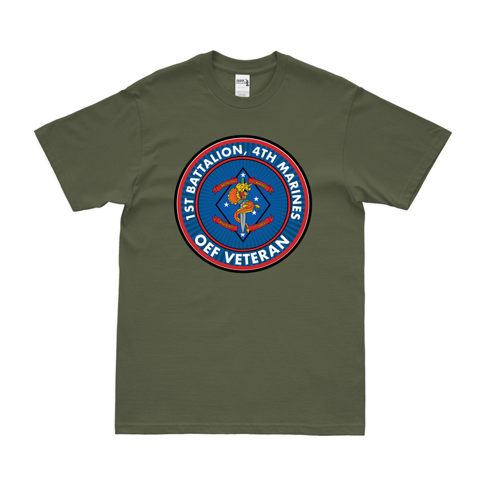1st Bn 4th Marines (1/4 Marines) OEF Veteran T-Shirt Tactically Acquired Small Clean Military Green