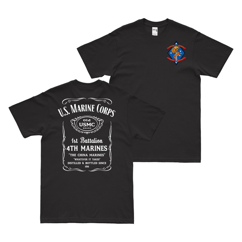 Double-Sided 1/4 Marines Whiskey Label T-Shirt