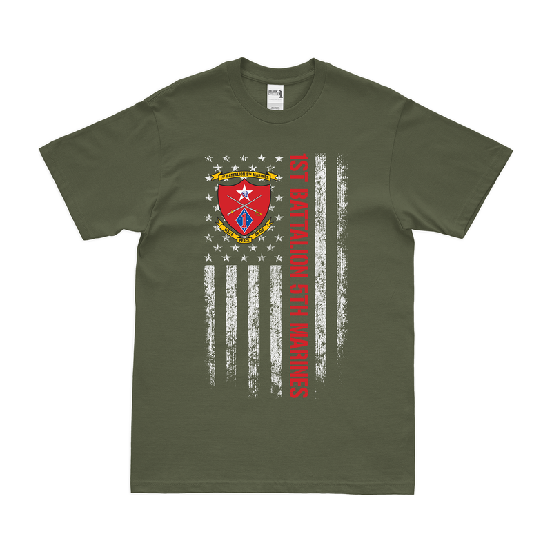 1st Battalion, 5th Marines (1/5) American Flag T-Shirt