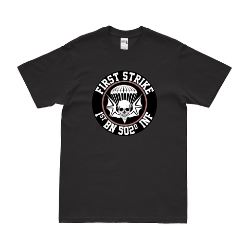 1-502nd Infantry Regiment "First Strike" Logo T-Shirt Tactically Acquired Black Clean Small