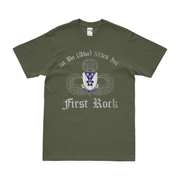 1-503rd Airborne Infantry "First Rock" T-Shirt Tactically Acquired Military Green Distressed Small