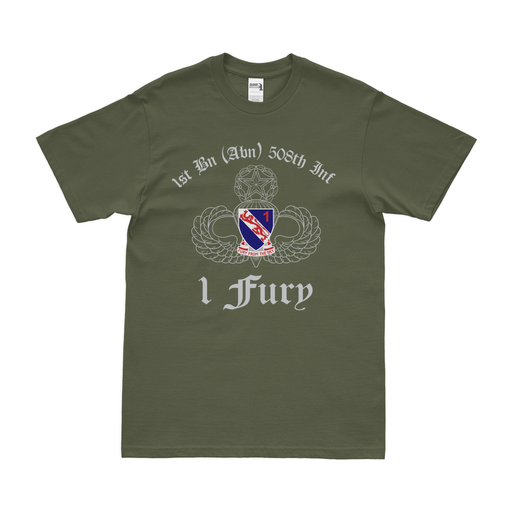 1-508 PIR '1 Fury' Airborne T-Shirt Tactically Acquired Military Green Clean Small